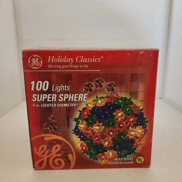 GE Holiday Classics 100 Christmas Lights 6" Multi-Color Super Sphere TESTED - Picture 1 of 3